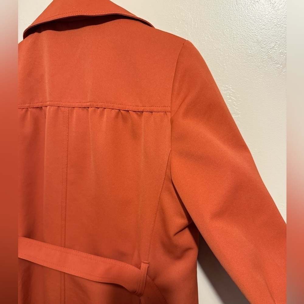Stunning Vintage Forecaster of Boston Belted Trench Coat Burnt Orange Size 14 - Picture 9 of 16